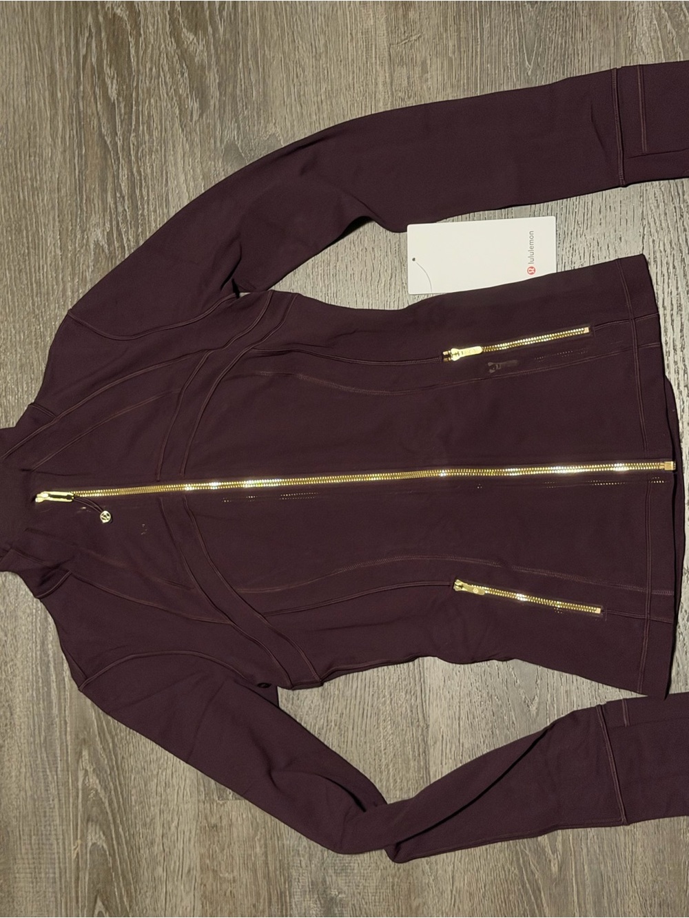 Lululemon Deep Plum Zip-Up Jacket with Gold Zippers